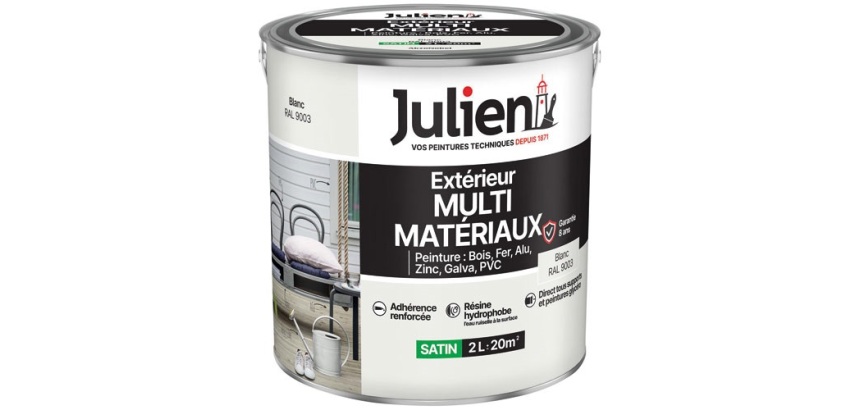 Peinture 2 L Extérieur Multi-matériaux - Blanc RAL9003