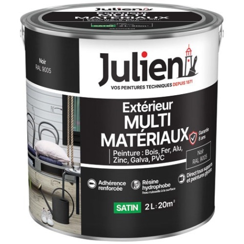 Peinture extérieur satin - multi-matériaux - 2 L - noir RAL9005