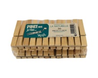 Pince à linge La Naturelle bois - Lot de 36