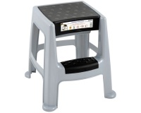 Tabouret marche-pied - 2 marches - avec rangement - gris