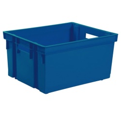 Bac de rangement en plastique sans couvercle - 50 L - bleu minéral