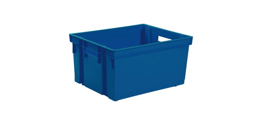 Bac de rangement en plastique sans couvercle - 50 L - bleu minéral