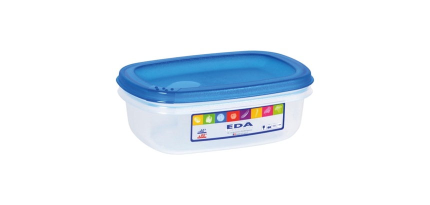Boite de conservation   - rectangulaire - 0.5 L - couvercle bleu
