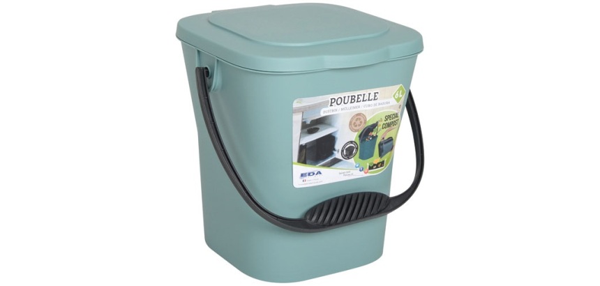 Poubelle à compost - avec couvercle - 6 L - vert eucalyptus