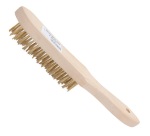 Brosse métallique à manche - 4 rangs - fil rond laitonnée