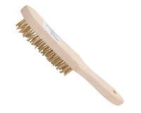 Brosse métallique à manche - 4 rangs - fil rond laitonnée