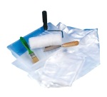 Lot à peindre - bac + rouleau + pinceau + couteau + bâche