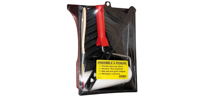 Ensemble à peindre - rouleau + pinceau + mélangeur + bac