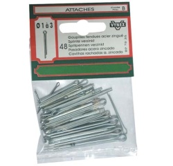 Goupilles fendues - D1  mm à D3  mm - acier zingué - lot de 48