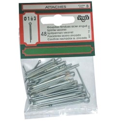 Goupilles fendues - D1  mm à D3  mm - acier zingué - lot de 48