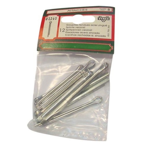 Goupilles fendues - D3.2  mm  à D5  mm - acier zingué - lot de 12