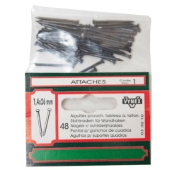 Aiguille pour crochet tableau - L : 26 mm - D1.4 mm -  lot de 48