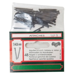 Aiguille pour crochet tableau - L : 26 mm - D1.4 mm -  lot de 48