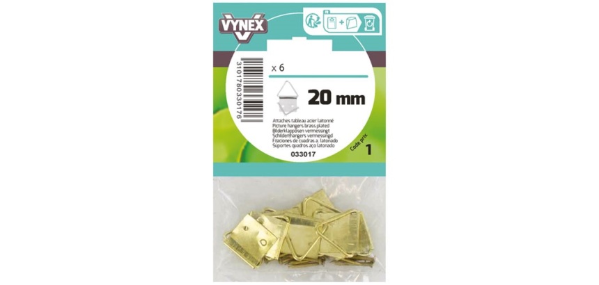 Attache tableau triangle laiton 20mm sc x6