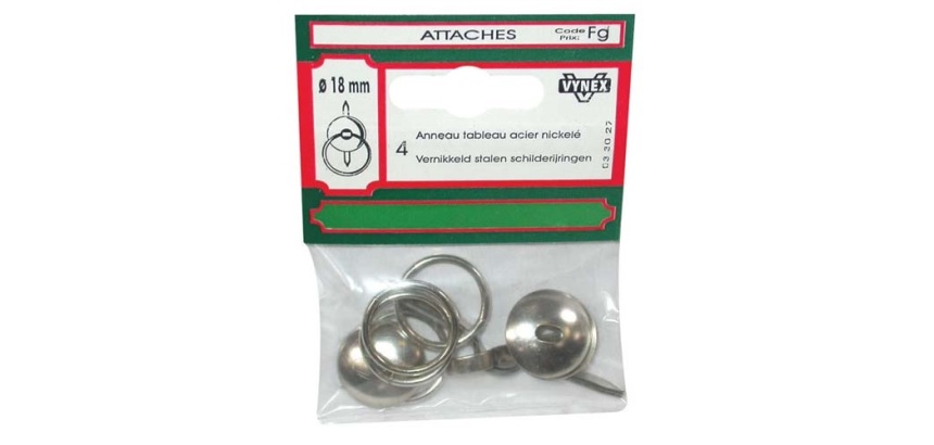 Anneau tableau acier nickelé 18mm sc