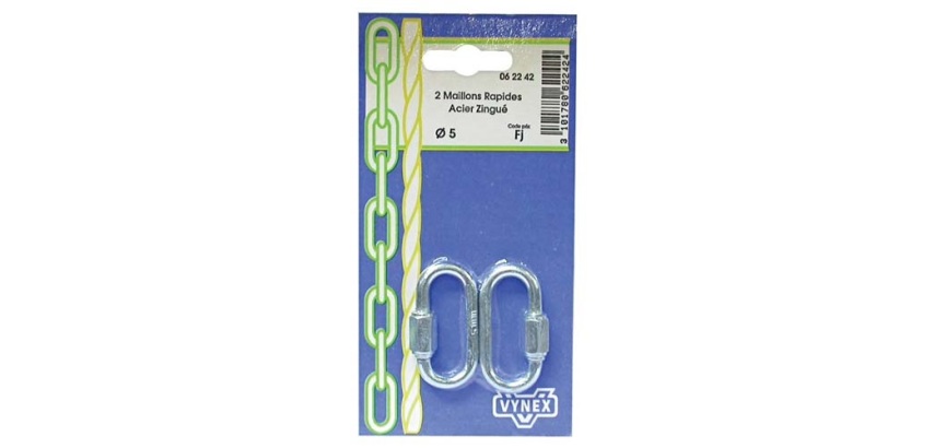 Maillon rapide - à vis - D4  mm - acier zingué - lot de 2