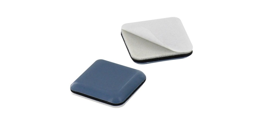 Patin glisseur  P.T.F.E - L : 50 mm -  l : 50 mm - adhésif - gris - lot de