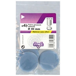 Patin glisseur  P.T.F.E - D40 mm - adhésif - gris - lot de 4