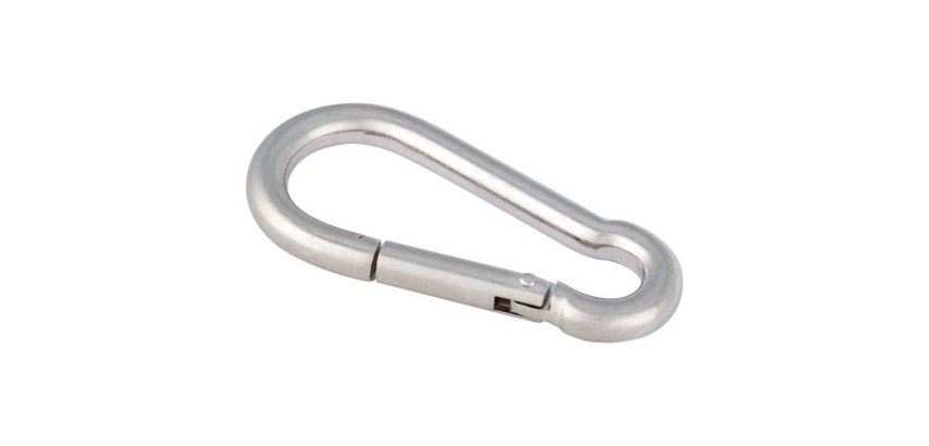 Mousqueton inox - acier inoxydable - 4 x 8 cm - gris