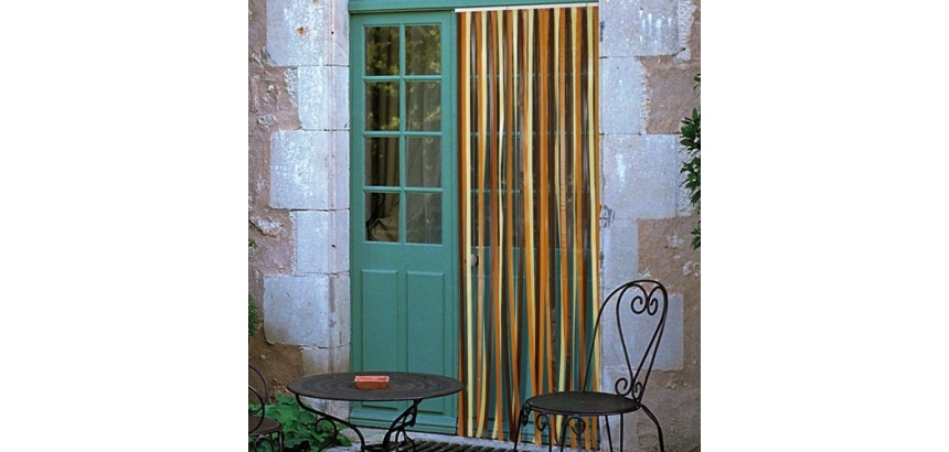 Rideau de porte Antilles en polyéthylène - 90x200 cm - brun et beige