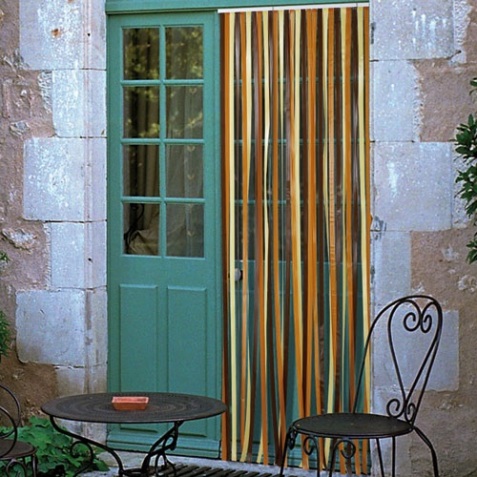 Rideau de porte Antilles en polyéthylène - 90x200 cm - brun et beige