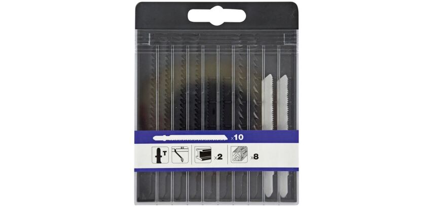 Coffret de 10 lames de scie sauteuse TIVOLY Essential pour bois et métal - Fixation en T