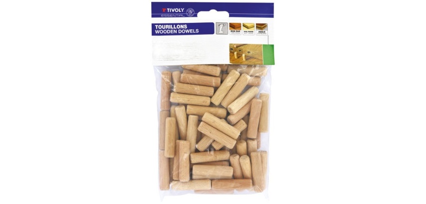 Tourillons bois - Essential - L : 40 mm - D8 mm - lot de 40