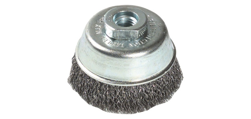 Brosse - coupe - fil acier ondulé - spécial décapage du métal - alésage M14