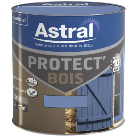 Peinture glycéro bois satin - protect' bois - extérieur - 500 mL - bleu pro