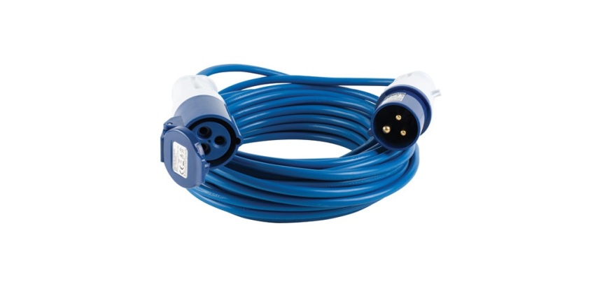 Rallonge électrique camping - L : 15 m - 3 x 1.5 mm² - prise mâle/femelle -