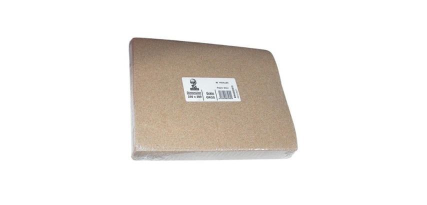 Papier de verre - silex - grain moyen - spécial ponçage - L : 280 mm - l :