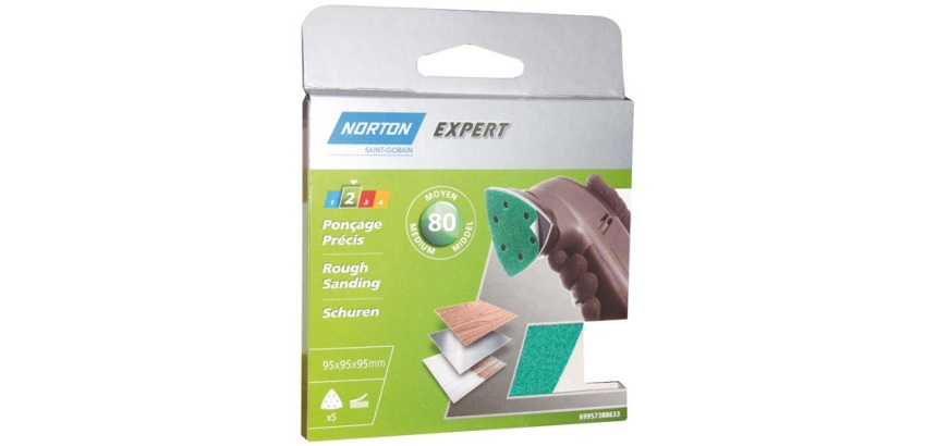 Patin triangle - auto-agrippant - perforé - grain de 80 - ponçage puissant