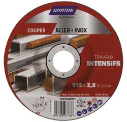 Disque à tronçonner - Acier/Inox - 115 x 2.5 x 22.23 mm - travaux intensifs