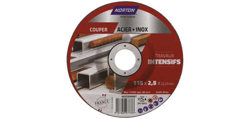Disque à tronçonner - Acier/Inox - 115 x 2.5 x 22.23 mm - travaux intensifs