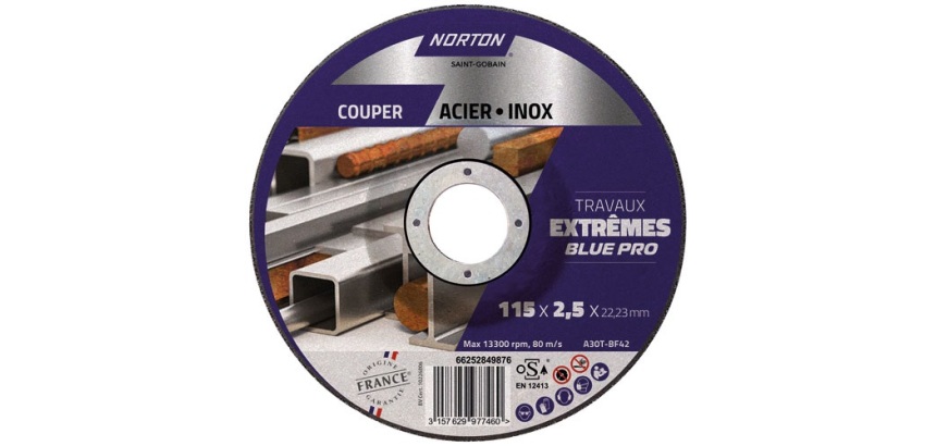 Disque à tronçonner - Acier/Inox - 115 x 2.5 x 22.23 mm - travaux extrêmes