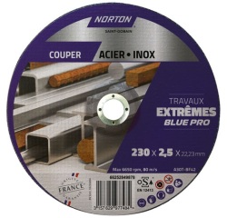 Disque à tronçonner - Acier/Inox - 230 x 2.5 x 22.23 mm - travaux extrêmes