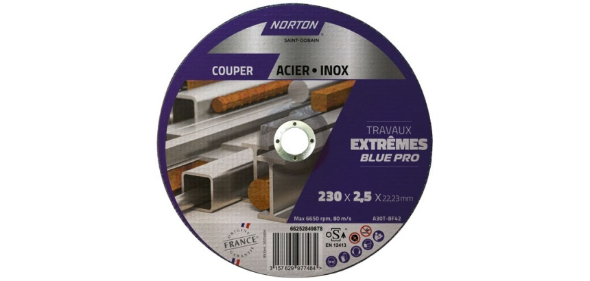 Disque à tronçonner - Acier/Inox - 230 x 2.5 x 22.23 mm - travaux extrêmes