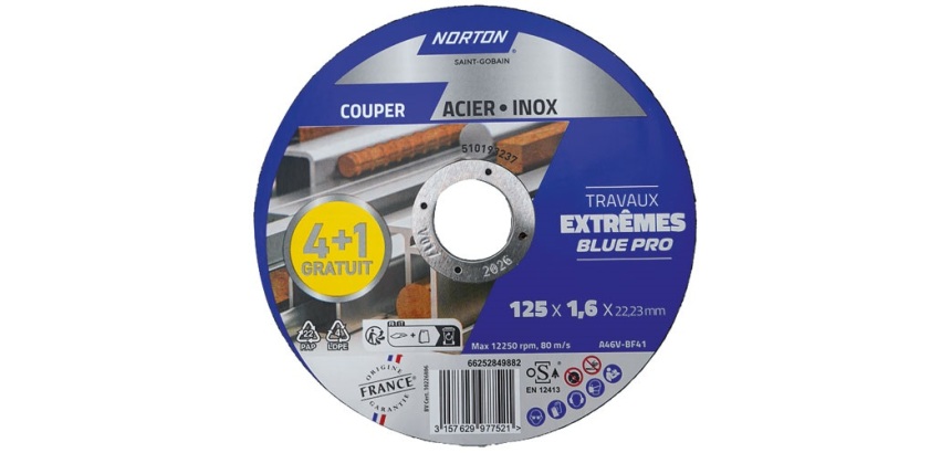 Disque à couper - Acier/Inox - 125 x 1.6 x 22.23 mm - travaux extrêmes blue
