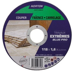Disque à tronçonner - carrelage / faïence - 115 x 1.6 x 22.23 mm - travaux