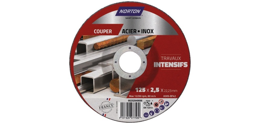 Disque à couper - Acier/Inox - 125 x 2.5 x 22.2 mm - travaux intensifs - lo