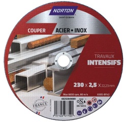 Disque à couper - Acier/Inox - 230 x 2.5 x 22.2 mm - travaux intensifs - lo