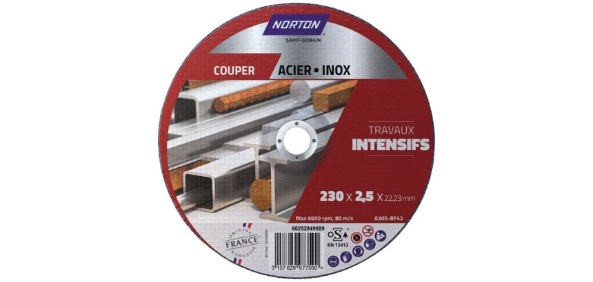 Disque à couper - Acier/Inox - 230 x 2.5 x 22.2 mm - travaux intensifs - lo