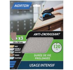 Feuille anti-encrassante - grains de 120 - spéciale finition - usage intens