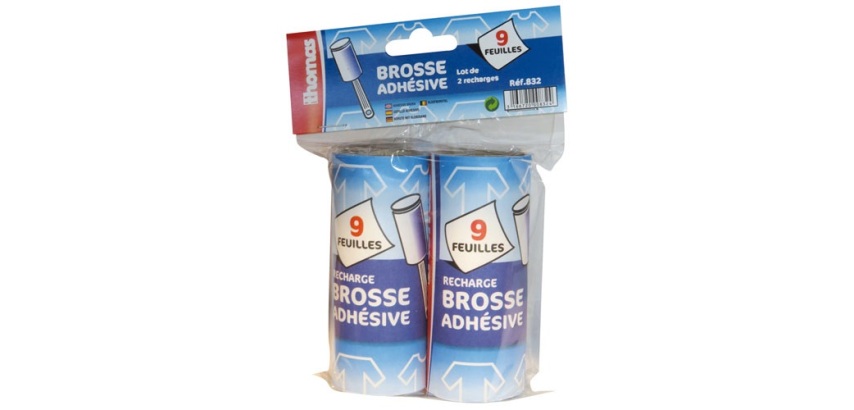 Recharge adhésive - 9 feuilles - pour brosse - lot de 2