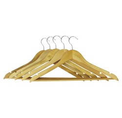 Cintre bois - droit - verni - 43 cm  - lot de 5