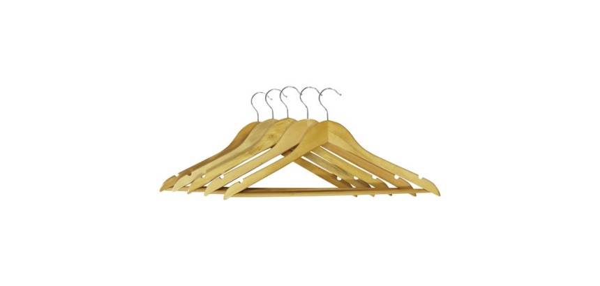 Cintre bois - droit - verni - 43 cm  - lot de 5