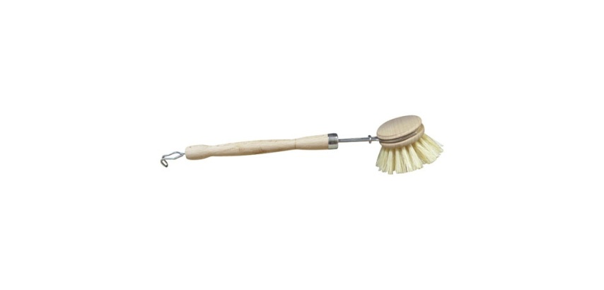 Brosse vaisselle - bois - ronde - fibre naturelle végétale tampico