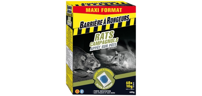 Appât pâte - rats et campagnols -  680 g - 68 sachets de 10 g
