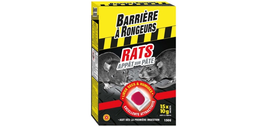 Appât sur pâte - rats - 150 g - 15 sachets de 10 g