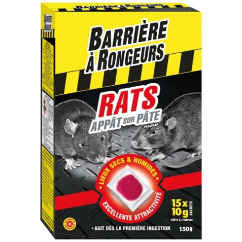 Appât sur pâte - rats - 150 g - 15 sachets de 10 g
